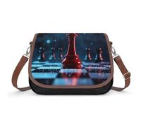 Black And Red Kings And Knight-Chess Women's Leather Purses Crossbody Shoulder Bag Messenger Bag