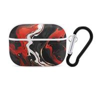 Black and Red Marble AirPods Pro Case Cover with Keychain Ring PC Hard Shell Protective Case for AirPods Pro 2nd for Women Men Generation Easy Open Full Drop Protection Cover White-Style