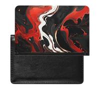 Black And Red Marble Passport Holder Slim Travel Wallet RFID Blocking Card Case Cover Passport Cover Protector Essentials with Credit Card Slots for Women/Men