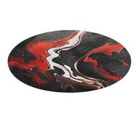 Black and Red Marble Round Area Rug Non Slip Backing Doormat Water Absorbent Plush Throw Low-Pile Non-Slip Floor Mat Carpet for Living Room Bedroom Entryway Nursery Room 90 * 90cm