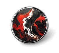 Black And Red Marble Round Lapel Pins Backpack Pin Cute Brooch Decoration Brooches for Women Men Fashion Button Badges for Hat Backpacks Purses Jackets Shirt Suit