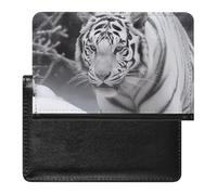 Black And Red Passport Holder Slim Travel Wallet RFID Blocking Card Case Cover Passport Cover Protector Essentials with Credit Card Slots for Women/Men, White tiger in the snow, One Size, Modern