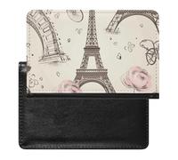 Black And Red Passport Holder Slim Travel Wallet RFID Blocking Card Case Cover Passport Cover Protector Essentials with Credit Card Slots for Women/Men, The Eiffel Tower, One Size, Modern