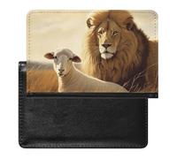 Black And Red Passport Holder Slim Travel Wallet RFID Blocking Card Case Cover Passport Cover Protector Essentials with Credit Card Slots for Women/Men, Lion sheep, One Size, Modern