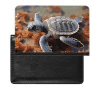 Black And Red Passport Holder Slim Travel Wallet RFID Blocking Card Case Cover Passport Cover Protector Essentials with Credit Card Slots for Women/Men, Cut Sea Turtle, One Size, Modern