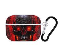 Black and Red Skull AirPod Pro Case, Anti Scratch Hard PC Cover with Keychain, AirPod Pro 2nd/1st Case Accessories for Women Men, White-Style