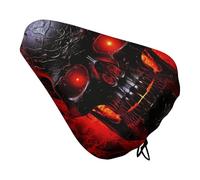 Black and Red Skull Bike Seat Cover Waterproof Oxford Fabric, Universal Adjustable Bicycle Saddle Cover with Drawstring Easy Install Protective Rain Dust Covers for Women Men