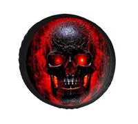 Black and Red Skull Spare Tire Cover PVC Leather Spare Wheel Cover Dustproof Waterproof Jeep Tire Cover for 32inch Camper, RV Trailer, Truck, SUV Fit Diameter 28-34 Inch