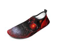 Black and Red Skull Water Shoes for Men Women, Lightweight Stretch Swim Shoes with Anti-Slip Rubber Sole, Quick-Dry Aqua Socks for Pool, Beach, Surfing, Style, 14 Women/14 Men