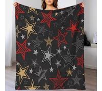 Black And Red Stars Fluffy Fleece Blanket Super Soft Cozy Throw Bed Sofa Couch Lightweight Warm Sherpa Blanket for Adults Kids 3D Print Design Bedroom Travel Decor 70x80inch(180x200cm)