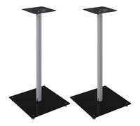 (black and silver, 40 x 40 x 86 cm) vidaXL Speaker Stands Speaker Floor Stand 2 pcs Tempered Glass 1 Pillar Design