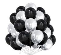 Black and Silver Balloons 25pcs 10 Inch Metallic Silver and Black Balloons Latex Party Balloon for Party Decorations Graduation Birthday Anniversary Bachelorette Party Supply