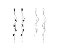 Black and Silver Chandelier Earrings for Women Elegant Leaf Crystal Threader Earrings Dangle Formal Wedding Jewelry for Brides Bridesmaids, 3 Inch, Rhinestone Copper S-925 Silver, Rhinestone