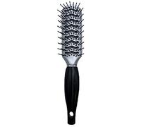 Black and Silver Hair Brush Anti Static Massage Comb for All Hair Types | Professional Salon Styling Brush Blow Drying for Men and Women (Vented Hair Brush)