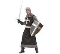Black and silver medieval knight costume for men