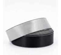 Black and Silver Wired Edge 2m Long Ribbon 1.5 Inch - Double-Sided Craft Ribbon for Gift Wrapping, Wreaths, Bows & DIY Decorations -