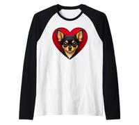 Black and Tan Chihuahua Heart Raglan Baseball Tee