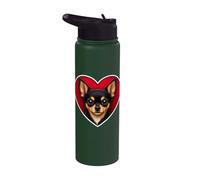 Black and Tan Chihuahua Heart Stainless Steel Insulated Water Bottle