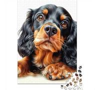 Black And Tan Cocker Spaniel 1000-Piece Puzzle for Adults, 38x26cm/1000pcs; White Cardboard for Simple Sorting; Shared Family Time Around The Table
