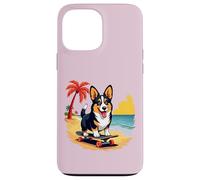 Black and Tan Corgi Dog, Skateboard, Tropical Beach Case for iPhone 13 Pro Max