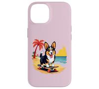 Black and Tan Corgi Dog, Skateboard, Tropical Beach Case for iPhone 14