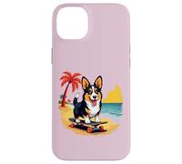 Black and Tan Corgi Dog, Skateboard, Tropical Beach Case for iPhone 14 Plus