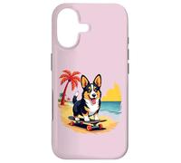Black and Tan Corgi Dog, Skateboard, Tropical Beach Case for iPhone 17