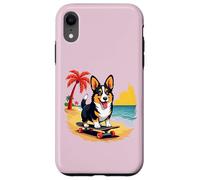 Black and Tan Corgi Dog, Skateboard, Tropical Beach Case for iPhone XR