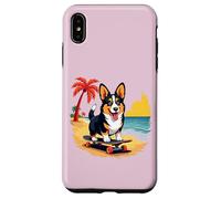 Black and Tan Corgi Dog, Skateboard, Tropical Beach Case for iPhone XS Max