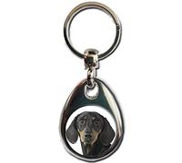 Black and TAN Dachshund Dog Keyring. Heavy Quality Metal Gift Keyring. Double Sided Keychain. Puppy Dog Pet Gift.
