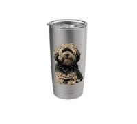 Black and Tan Lhasa Apso Dog Illustration Stainless Steel Insulated Tumbler