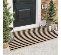 Black and Tan Outdoor Rug, 2x4.3 Striped Front Door Rug Cotton Hand-Woven Reversible Entryway Rugs Welcome Layered Doormat Porch Rugs for Entrance Decor Farmhouse Kitchen