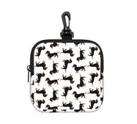 Black and Tan Smooth Coated Dachshunds, Square Zipper Storage Bag, Neoprene Coin Purse, Small Wallets, Change Pouch, Change Purse