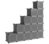 (black and transparent, 156 x 31.5 x 153.5 cm) vidaXL Storage Cube Organiser PP Shoe Rack Room Divider Multi Colours/Sizes
