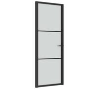 vidaXL Interior Door 76X201.5cm Black Matt Glass And Aluminium, Black