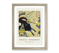 Black And Violet By Wassily Kandinsky Exhibition Museum Painting Framed Wall Art Print, Ready to Hang Picture for Living Room Bedroom Home Office Décor, Oak A4 (34 x 25 cm)