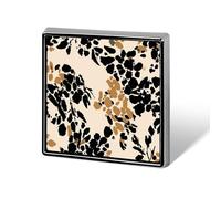 Black And Warm Tan Floral Pattern Unisex Brooches & Pins Square Lightweight Lapel Badge Jewelry for Clothing Shawl Hat
