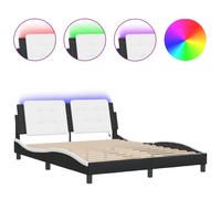 (black and white, 160 x 200 cm) vidaXL Bed Frame with LED Lights Black 180x200 cm Super King Faux Leather