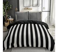 Black and White 3D Printed Duvet Cover Set Double 200x200 cm stripes simple Bedding 3 Pcs Sets, Soft Easy Care Polycotton Quilt Covers Set, Kids Adults Bedroom Decor Bed Covers