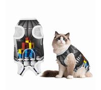 Black and White 3D Rendering Dog Surgery Suit Recovery Suit, Breathable Full Body Dog & Cat Surgical Suit with Cute Prints, Alternative to Cone for Spay Neuter Wound Care, Male & Female Pets Small
