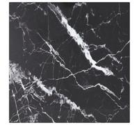Table Top Tempered Glass 40x40 cm Black White Marble Design 6mm Square for Desk.