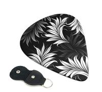 Black And White 6 Pack Guitar Picks With Holder, Personalized Guitar Plectrums Non-Slip Portable Ukulele Bass Picks 0.71mm For Acoustic Guitar Lovers Gifts