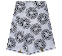 Black and White 6 Yards African Fabric, African Wax Ankara Print for Sewing, Patchwork DIY, Polycotton Fabric for Craft Projects Material, 45" Inch Wide, (5.4m Long x 1.2m Wide) 6 Yards / 5.48 Metres