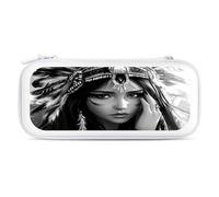 Black and White A-mericans Native Indian Woman Carry Case for Switch Carrying Cover Storage Bag Protective Accessories Travel White-Style