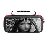 Black and White A-mericans Native Indian Woman Carry Case for Switch Hard Shell Protective Cover Pouch Travel Carrying with Handle