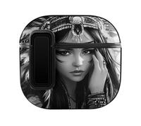 Black And White A-mericans Native Indian Woman Case Compatible with AirPods 4 Hard Earphone Case Protective Cover
