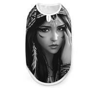 Black And White A-mericans Native Indian Woman Dog Clothes Printed Pet Shirts Summer Vest T-Shirt Sweatshirt for Small Dogs Cats M