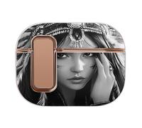Black And White A-mericans Native Indian Woman Headphone Case Compatible with Airpod Pro 2 Protective Cover Cute Hard Case
