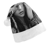 Black And White A-mericans Native Indian Woman Santa Hat For Adults And Teens Christmas Hats Xmas Holiday Party Cap