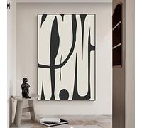 Black and White Abstract Line Art Canvas Print Painting Modern Wall Lines Abstract Line Wall Art Black and Beige Poster Modern Minimalist Picture Shapes Illustrations Artwork 16x24inch No Frame